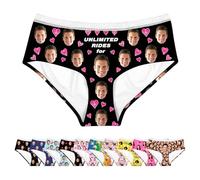 LucBuy Custom Bikini Brief with Photo Text, Personalized Underwear for Women, Funny Knickers Wife Husband Face Picture Underpants, Novelty Panties Valentine's Day Birthday Gifts (A98)