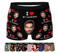 LucBuy Custom Boxer Briefs with Photo for Men, Personalized Funny Underwear with Girlfriend Wife Face Picture Texts,Customized Underpants Novelty Valentine's Day Gifts for Boyfriend Husband (A148)