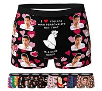 LucBuy Custom Boxer Briefs with Photo for Men, Personalized Funny Underwear with Girlfriend Wife Face Picture Texts,Customized Underpants Novelty Valentine's Day Gifts for Boyfriend Husband (D74)