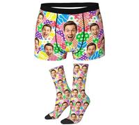 LucBuy Custom Boxer Briefs with Photo for Men, Personalized Funny Underwear with Girlfriend Wife Face Picture Texts,Customized Underpants Novelty Valentine's Day Gifts for Boyfriend Husband (A248)
