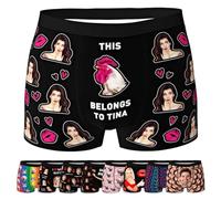 LucBuy Custom Boxer Briefs with Photo for Men, Personalized Funny Underwear with Girlfriend Wife Face Picture Texts,Customized Underpants Novelty Valentine's Day Gifts for Boyfriend Husband D18
