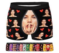 LucBuy Custom Boxer Briefs with Photo for Men, Personalized Funny Underwear with Girlfriend Wife Face Picture Texts,Customized Underpants Novelty Valentine's Day Gifts for Boyfriend Husband (A38)