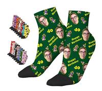 LucBuy Custom Face Socks with Photos Text, Funny Personalized Face Low Socks,Unisex Novelty Customized Ankle Socks for Adult Kids Pet,Cute Crew Short Socks Christmas Birthday Gifts (A7)