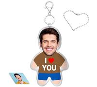 LucBuy Custom Photo 3D Plush Key Chain, Double Sided Printed Soft Pillow Press Sound Cute Ornament Personalized Pet/People Face/Body Shaped Pictures Keyring, Present for Birthday Anniversaries (A1)