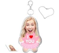 LucBuy Custom Photo 3D Plush Key Chain, Double Sided Printed Soft Pillow Press Sound Cute Ornament Personalized Pet/People Face/Body Shaped Pictures Keyring, Present for Birthday Anniversaries (A2)