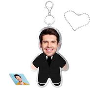 LucBuy Custom Photo 3D Plush Key Chain, Double Sided Printed Soft Pillow Press Sound Cute Ornament Personalized Pet/People Face/Body Shaped Pictures Keyring, Present for Birthday Anniversaries (A5)
