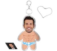 LucBuy Custom Photo 3D Plush Key Chain, Double Sided Printed Soft Pillow Press Sound Cute Ornament Personalized Pet/People Face/Body Shaped Pictures Keyring, Present for Birthday Anniversaries (A3)