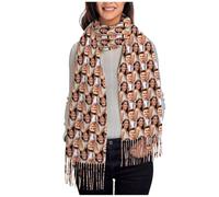 LucBuy Custom Scarf with Face Photos, Personalized Cashmere Scarves Wraps for Women Men, Soft Winter Fall Warm Large Tassel Shawls, Funny Long Stole Blanket Cape Christmas Birthday Party Gifts (A4)