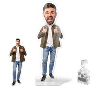 LucBuy Custom Shaking Head Ornament, Acrylic Solar Automatic Bobbleheads Figurine with Funny Photo, Cute DIY Motion Swinging Desk/Car/Office Decoration, Unique Personalised Keepsake Gifts (A2)