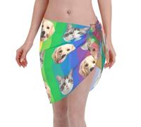 LucBuy Custom Short Sarong, Personalized Funny Faces Photo Swimwear Cover Up, Stylish Beach Sarongs Bathing Suit for Women, Tropical Novelty Wrap Skirts Vacation Bikini Swimsuit (Style 8)