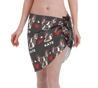 LucBuy Custom Short Sarong, Personalized Funny Faces Photo Swimwear Cover Up, Stylish Beach Sarongs Bathing Suit for Women, Tropical Novelty Wrap Skirts Vacation Bikini Swimsuit (Style 16)
