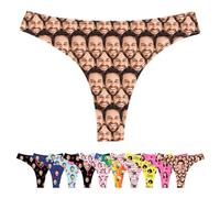 LucBuy Custom Thongs Panty with Face Photos, Funny T-back Personalized Underwear, Customized Tangas Wife Husband Face Picture Underpants, Novelty Bikini Briefs Valentine's Day Birthday Gifts (A61)