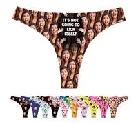 LucBuy Custom Thongs Panty with Face Photos, Funny T-back Personalized Underwear, Customized Tangas Wife Husband Face Picture Underpants, Novelty Bikini Briefs Valentine's Day Birthday Gifts (A127)