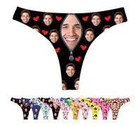LucBuy Custom Thongs Panty with Face Photos, Funny T-back Personalized Underwear, Customized Tangas Wife Husband Face Picture Underpants, Novelty Bikini Briefs Valentine's Day Birthday Gifts (F56)