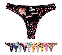 LucBuy Custom Thongs Panty with Face Photos, Funny T-back Personalized Underwear, Customized Tangas Wife Husband Face Picture Underpants, Novelty Bikini Briefs Valentine's Day Birthday Gifts (A17)