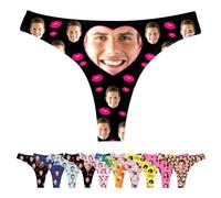 LucBuy Custom Thongs Panty with Face Photos, Funny T-back Personalized Underwear, Customized Tangas Wife Husband Face Picture Underpants, Novelty Bikini Briefs Valentine's Day Birthday Gifts (A137)
