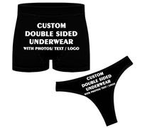 LucBuy Custom Underwear Set with Photos, Personalized Boxer Briefs Thongs for Couples, Funny Customized Wife Husband Face Short Underpants, Novelty Bikini Panty Valentine's Day Birthday Gifts (C181)