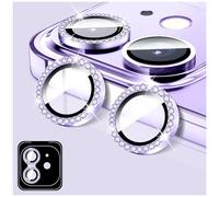 LucBuy Diamond Camera Lens Protector Compatible for iPhone 11, Sparkling Camera Lens Cover Film Stickers, Tempered Glass Screen Cover, Individual Auto-Align Metal Rings