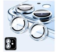 LucBuy Diamond Camera Lens Protector Compatible for iPhone 12/12 Mini, Sparkling Camera Lens Cover Film Stickers, Tempered Glass Screen Cover, Individual Auto-Align Metal Rings