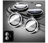 LucBuy Diamond Camera Lens Protector Compatible for iPhone 16/16 Plus, Sparkling Camera Lens Cover Film Stickers, Tempered Glass Screen Cover, Individual Auto-Align Metal Rings