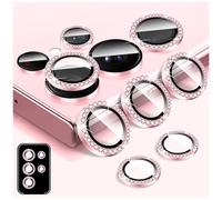 LucBuy Diamond Camera Lens Protector for Samsung Galaxy S22 Ultra, Bling Tempered Glass Back Camera Cover Screen Protector, Individual Aluminum Metal Protective Rings Film Stickers