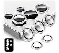 LucBuy Diamond Camera Lens Protector for Samsung Galaxy S24 Ultra, Bling Tempered Glass Back Camera Cover Screen Protector, Individual Aluminum Metal Protective Rings Film Stickers
