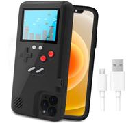 LucBuy Game Console Case for iPhone 12/12 Pro, Retro Protective Cover Self-powered Case with 36 Small Game, Full Color Display, Shockproof Video Game Case Compatible with iPhone 12/12 Pro - Black