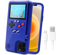 LucBuy Game Console Case for iPhone 12 Mini, Retro Protective Cover Self-powered Case with 36 Small Game, Full Color Display, Shockproof Video Game Case Compatible with iPhone 12 Mini - Blue