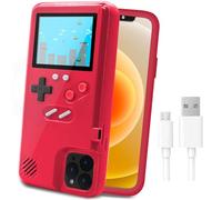 LucBuy Game Console Case for iPhone, Retro Protective Cover Self-powered Case with 36 Small Game,Full Color Display,Shockproof Video Game Case for iPhone 12 Pro Max - Red