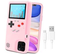 LucBuy Game Console Case for iPhone, Retro Protective Cover Self-powered Case with 36 Small Game,Full Color Display,Shockproof Video Game Case for iPhone 11 Pro - Pink