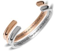 LucBuy Inspirational Cuff Bracelet, Stainless Steel Grooved Bangle Jewelry Gifts, High Polished Band Engraved You're Braver Than You Believe, Stronger Than You Seem, and Smarter Than You Think (A2)
