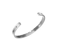LucBuy Inspirational Cuff Bracelets, Stainless Steel Mantra Quote Engraved Bangle, Adjustable Open Band Personalized Jewelry for Sister Mother Daughter Friends (Style 4)
