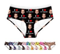 LucBuy Personalized Bikini Brief with Photos, Custom Underwear for Women, Novelty Underpants Husband Wife Face Picture Panties, Funny Stretch Knickers Valentine's Day Birthday Gifts (S156)