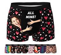 LucBuy Personalized Boxer Briefs with Photo, Funny Custom Underwear with Wife Boyfriend Face Pictures, Unisex Customized Shorts Underpants Novelty Christmas Valentine's Day Birthday Gifts (B77)