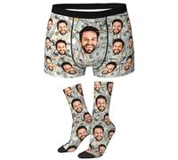 LucBuy Personalized Boxer Briefs with Photo, Funny Custom Underwear with Wife Boyfriend Face Pictures, Unisex Customized Shorts Underpants Novelty Christmas Valentine's Day Birthday Gifts (B24)