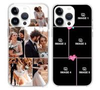 LucBuy Personalized Picture Phone Case, Custom Protective Cover Bumper Cases with Multiple Photo, Customized Gifts Clear Phone Cover Compatible with iPhone 15 14 12 13 11 Pro Max XR 6 7 8 Plus (A5)