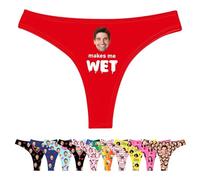 LucBuy Personalized Thongs with Photos Text, Novelty T-back Panty Custom Underwear, Customized Underpants Wife Husband Face Picture Tangas, Funny Bikini Briefs Valentine's Day Birthday Gift (B16)