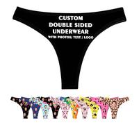 LucBuy Personalized Thongs with Photos Text, Novelty T-back Panty Custom Underwear, Customized Underpants Wife Husband Face Picture Tangas, Funny Bikini Briefs Valentine's Day Birthday Gift (B102)