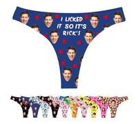 LucBuy Personalized Thongs with Photos Text, Novelty T-back Panty Custom Underwear, Customized Underpants Wife Husband Face Picture Tangas, Funny Bikini Briefs Valentine's Day Birthday Gift (B72)