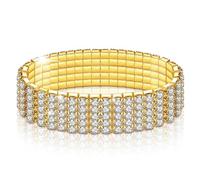 LucBuy Rhinestone Stretch Bracelets, Twinkle Diamond Tennis Bangle,Silver Crystal Sparkling Bridal Stackable Bracelet Jewelry,Bling Shining Wedding Party Elastic Band Bracelet for Women