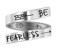 LucBuy Stainless Steel Keep Going Engraved Inspirational Gifts Adjustable Rings Jewelry for Women