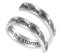 LucBuy Stainless Steel Keep Going Engraved Inspirational Gifts Adjustable Rings Jewelry for Women