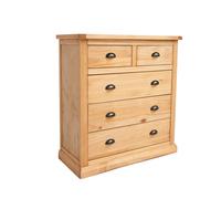 Lucca 5 Drawer Chest of Drawers Brass Cup Handle Cabinet Bits Light Brown One Size