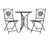 lucca ceramic tile 3 piece mosaic bistro set in grey