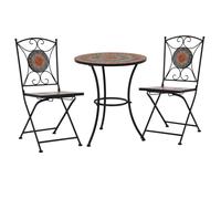 lucca ceramic tile 3 piece mosaic bistro set in orange and grey