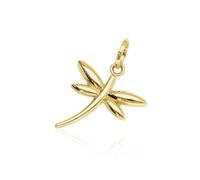 Lucchetta Dragonfly Pendant 14 carats Yellow Gold Charm, Symbol of Freedom and Change, Gold Charms for Necklaces (up to 4mm) - Made in Italy