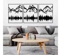 Luccyle 3 Pcs Black Mountain and Forest Metal Wall Art Decor,Rustic Wall Art,Metal Home Decor Sign for Indoor&Outdoor(53×23.6inch)