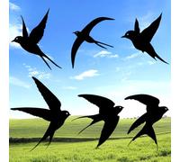 Luccyle 6pcs Black Birds Metal Wall Art Decor | Swallow Design, Outdoor Hanging Decorative, Wall Sculpture, For Home Patio Living Room Bathroom Garden