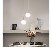 Luce Ambiente Design Eris hanging light, length 26 cm, brown/white, metal/glass, 2-bulb