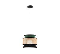 Luce Ambiente Design Gazebo hanging light, green/black/natural, Ø 26 cm, fabric/rattan